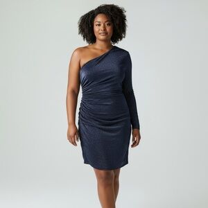 ✨ Nightway Navy One-Shoulder Cocktail Dress ✨ Size 10 | Elegant Evening Glam